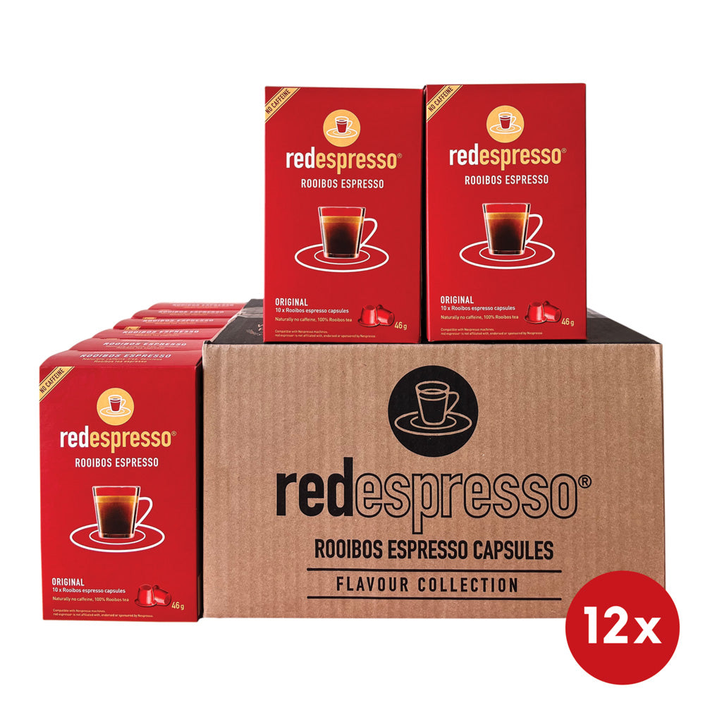 red espresso Rooibos Tea Capsules compatible with Nespresso machines The Whole Cup award winning coffee alternatives superfoods