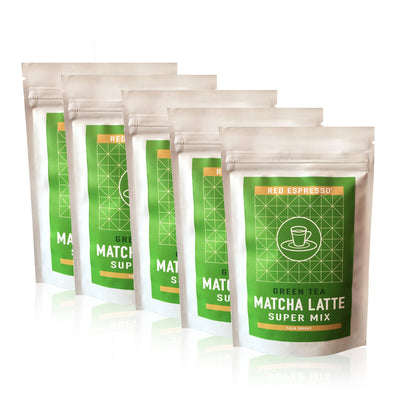 green tea matcha latte mix pack with 5 unirs from red espresso brand